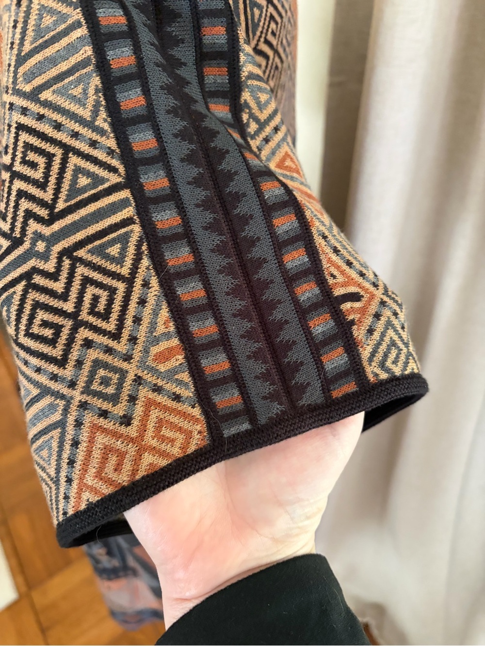 Peruvian Connection Black Midi Dress with Rust and Light Blue Accents - Picture 4 of 11